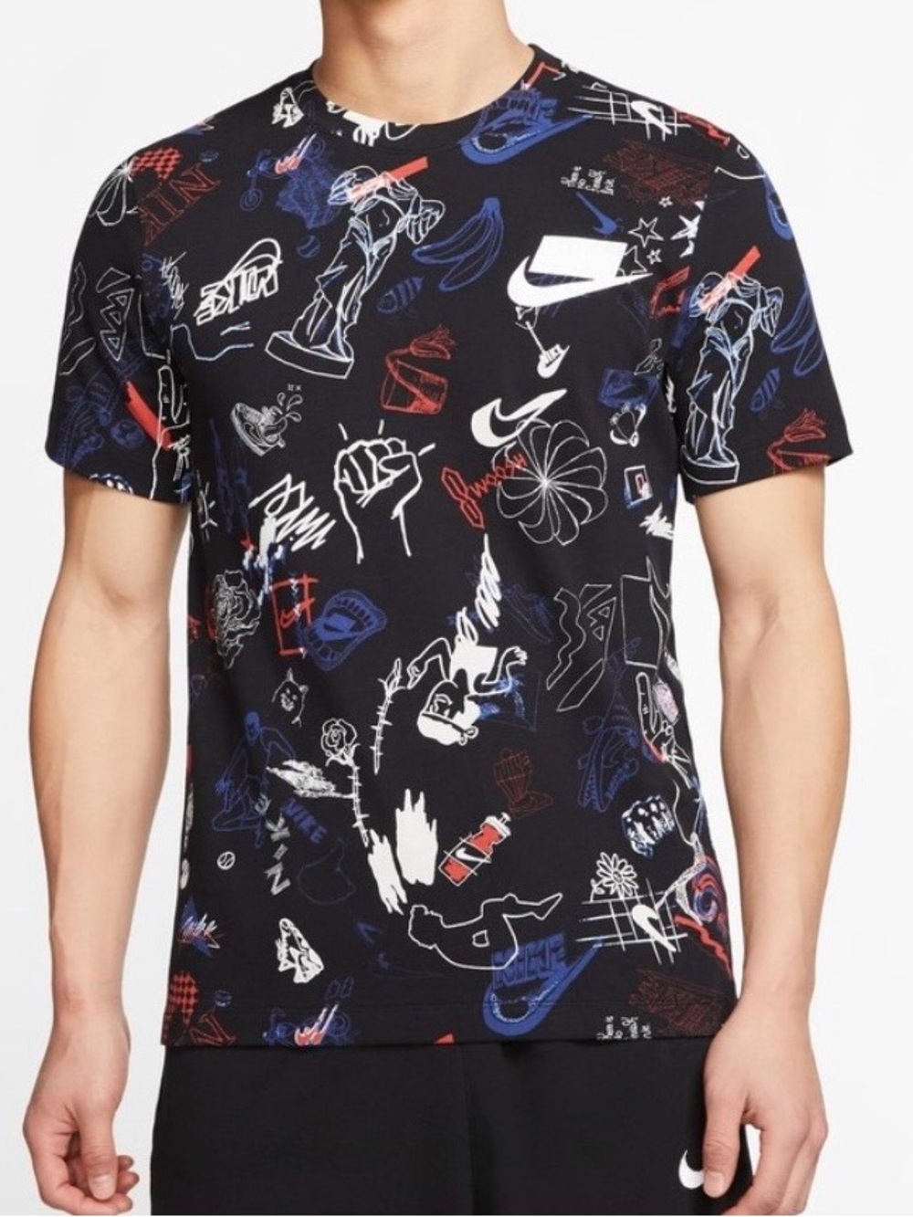 NIKE | Mens Sportswear All Over Print T-Shirt DB6182-010 Black Streetwear XXL